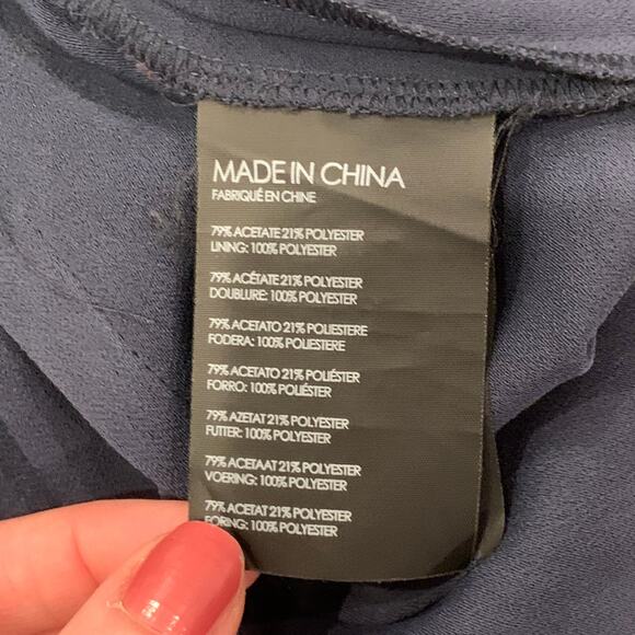 Club Monaco Catalenah Ruffle Tie Waist Jumpsuit Flutter Sleeve Navy Blue - Picture 12 of 13